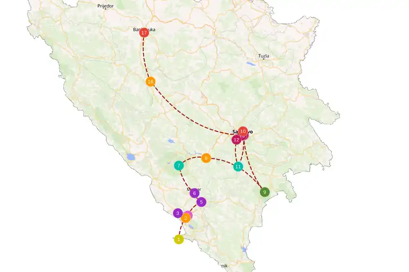 Example route for Bosnia and Herzegovina